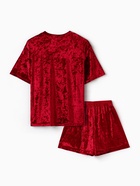 Пижама женская (футболка, шорты) KAFTAN «Бархат», размер 44-46, бордовая - Фото 13