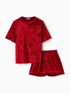 Пижама женская (футболка, шорты) KAFTAN «Бархат», размер 44-46, бордовая - Фото 9