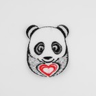 Термоаппликация «Панда с сердцем», 5,7 ? 7 см, цвет чёрный/белый (комплект 3 шт) - фото 24394070