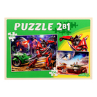 Пазлы 2 в 1 «Трансформеры и транспорт №1», 104 элемента в каждом пазле - фото 24461749