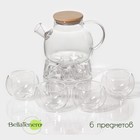 Чайный набор Bella Tenero «Эко», 6 предметов: чайник 900 мл, подставка, 4 пиалы 130 мл, стекло, прозрачный - Фото 1