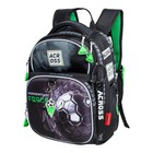 Рюкзак школьный эргоном.спинка Across 178 35*26*14 мал + пен, меш сер/зел 24-178-3 - фото 24359150