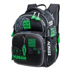 Рюкзак школьный эргоном.спинка Across 178 35*26*14 мал + пен, меш чер/зел 24-178-4 - фото 24359182