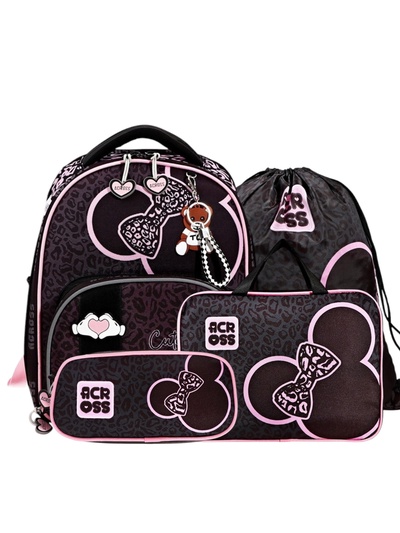 Рюкзак школьный 37×28×12 см, эргономичная спинка, Across 194, папка, пенал, мешок