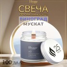 Свеча ароматическая "Hygge" #7 Виноград Мускат, соевый воск, в банке, 90 г 10576325 - фото 4385442