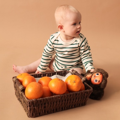 Боди детское с длинным рукавом «Крошка Я» Oranges, размер 74-80, цвет молочный