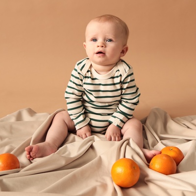 Боди с длинным рукавом «Крошка Я» Oranges, размер 80-86, цвет молочный