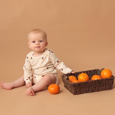 Боди с длинным рукавом «Крошка Я» Oranges, размер 86-92, цвет молочный