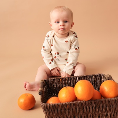 Боди с длинным рукавом «Крошка Я» Oranges, размер 86-92, цвет молочный