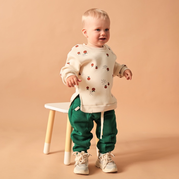 Костюм детский (толстовка, брюки) «Крошка Я» Oranges, рост 92-98 см, зелёный, молочный - Фото 1