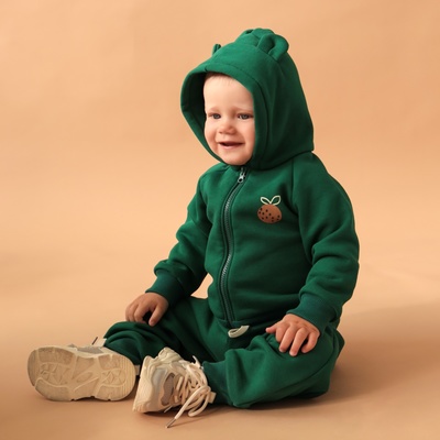 Костюм детский (толстовка, брюки) «Крошка Я» Oranges, рост 80-86 см, зелёный