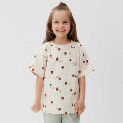 Футболка для девочки KAFTAN: Oranges, бежевая, размер 32, рост 110-116 см