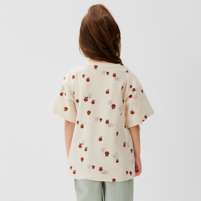 Футболка для девочки KAFTAN: Oranges, бежевая, размер 32 (110-116 см)