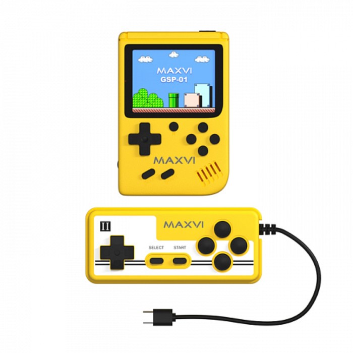 Игровая приставка Maxvi GSP-01, с геймпадом, AV кабель, 8 бит, 500 игр, жёлтая