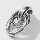 Серьги металл «Геометрия» овалы на кольце, цвет серебро - Фото 4