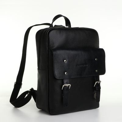 Рюкзак городской из натуральной кожи на молнии, Igermann, цвет чёрный