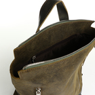 Рюкзак городской из натуральной кожи на молнии, цвет зелёный - Фото 4