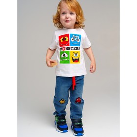Брюки детские текстильные джинсовые для мальчиков PlayToday, рост 80 см