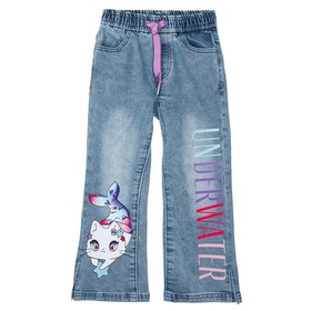 Брюки текстильные джинсовые для девочек PlayToday, рост 104 см