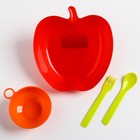 Набор детской посуды «Яблочко», 4 предмета: тарелка 450 мл, миска с ручкой 170 мл, ложка, вилка, от 5 мес., цвета МИКС - Фото 3