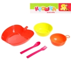 Набор детской посуды «Яблочко», 5 предметов: тарелка 450 мл, миска с ручкой 170 мл, миска 250 мл, ложка, вилка, от 5 мес., цвета МИКС - Фото 1