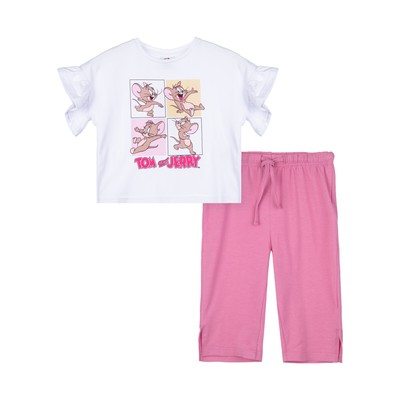 Пижама для девочки PlayToday: футболка и бриджи, рост 104 см