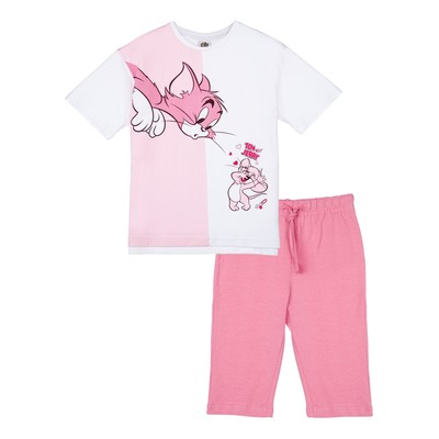 Пижама для девочки PlayToday: футболка и бриджи, рост 128 см