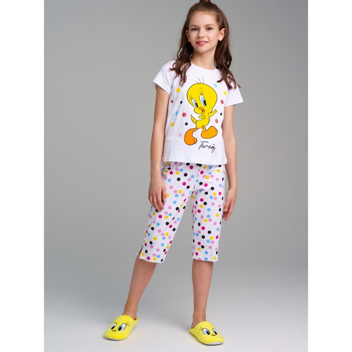 Пижама для девочки PlayToday: футболка и брюки, рост 128 см - Фото 1