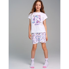 Пижама для девочки PlayToday: футболка и шорты, рост 134 см