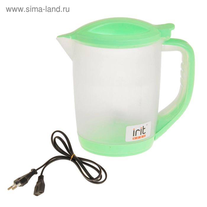 Чайник электрический Irit IR-1122, 1.2 л, 600 Вт, бело-зелёный - Фото 1