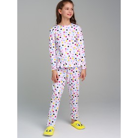 Пижама для девочки PlayToday: лонгслив и брюки, рост 128 см