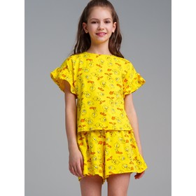 Пижама для девочки PlayToday: футболка и шорты, рост 128 см