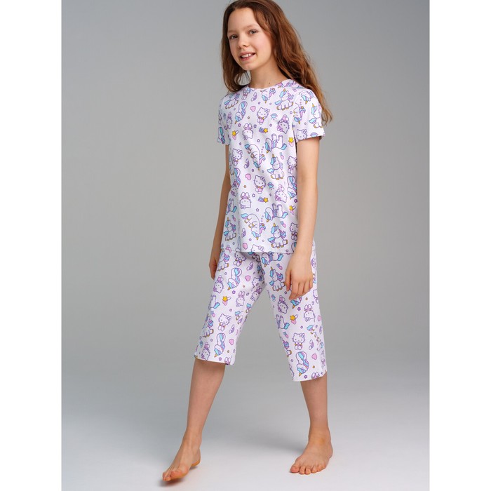 Пижама для девочки PlayToday: футболка и бриджи, рост 134 см
