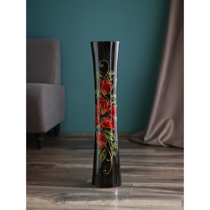 Ваза напольная "Кубок" орхидея, чёрно-белая, 70 см - Фото 1