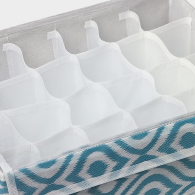 Органайзер для хранения белья Доляна «Лагуна», 24 ячейки, с прозрачной крышкой, 38×30×10 см, бирюзовый