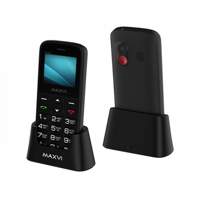 Сотовый телефон Maxvi B100ds, 1.77",1.3Мп,microSD, 2sim, FM,SOS, док.станция,1000мАч,черный