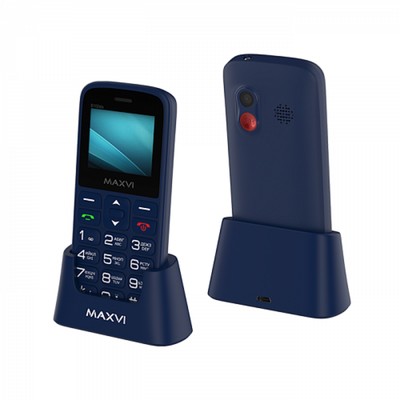 Сотовый телефон Maxvi B100ds, 1.77",1.3Мп, microSD, 2sim, FM,SOS, док.станция,1000мАч,синий