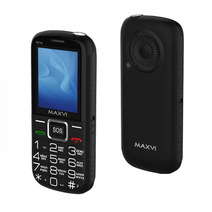 Сотовый телефон Maxvi B21ds, 2.4",1.3Мп, microSD, 2sim, FM, SOS, док.станция,1600мАч,черный - фото 51575639