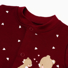 Комбинезон детский с закрытыми ножками "Мишка", цвет бордовый, рост 56 - фото 24511944