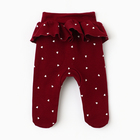 Ползунки детские "Мишка", цвет бордовый, рост 62 - фото 24535893