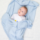 Одеяло-плед вязаное Косичка 95х110см, голубой, 260г/м, акрил 81%, PVC 13%, полиамид 6% - Фото 4