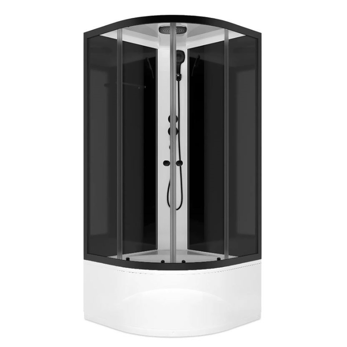 Душ.кабина Domani-Spa Delight Slim 99 high, поддон 45 см, черные стенки, 90×90 см - Фото 1