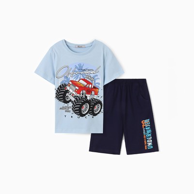 Комплект для мальчика (футболка/шорты), цвет голубой/индиго, рост 110 см