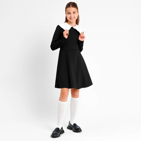 Платье для девочки школьное, цвет чёрный, рост 122 см