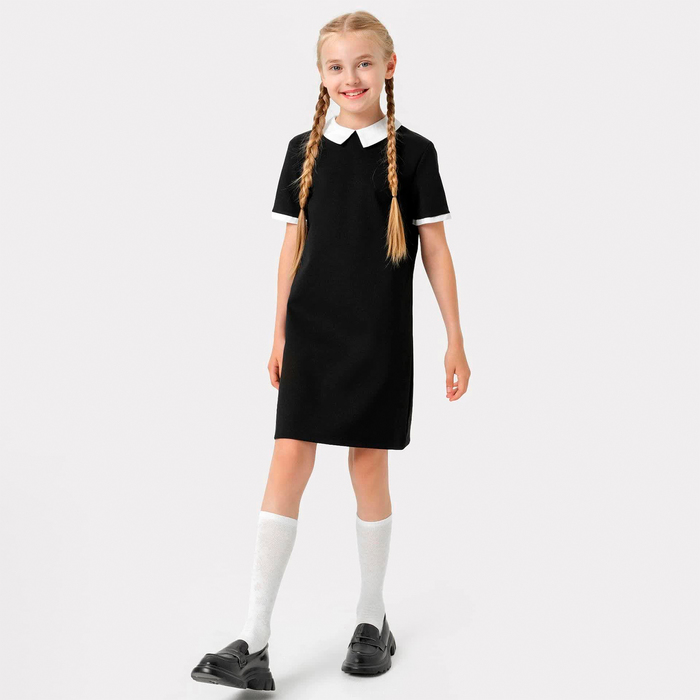 Платье для девочки школьное, цвет чёрный, рост 134 см