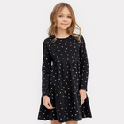 Платье для девочки, цвет чёрный/сердечки, рост 128 см - фото 24394855