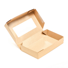 Контейнер на вынос, с окном,  крафт, 20 х 12 х 4 см, набор 10 шт. - фото 25282506