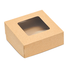 Коробка складная, с окном, крафт, 11,5 х 11,5 х 4 см, набор 10 шт. - фото 25282532