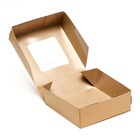 Коробка складная, с окном, крафт, 11,5 х 11,5 х 4 см, набор 10 шт. - фото 25282534