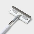 Щётка для окон, стальная телескопическая ручка 82(126) см, насадка из микрофибры и велюра 25×9 см - Фото 5